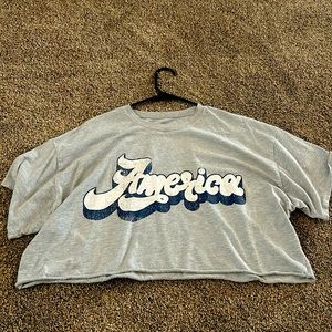 Grey “America” crop top in size Medium